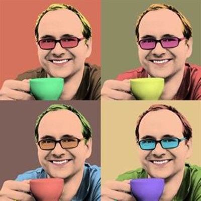 Pop Art 4 Panels of A Gentleman Holding a Coffee Cup - myDaVinci